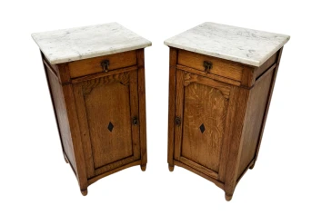 Two Arts & Crafts Art Nouveau Oak Nightstands or Bedside Tables, 1900s